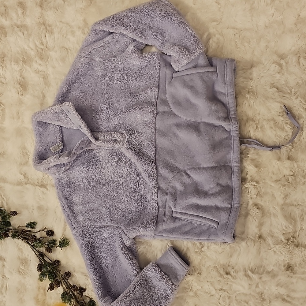 Motion Cozy Lavender Fleece Pullover Womens M Boxy Cropped Activewear Athleisure